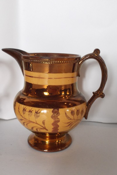 Two Antique Copper Luster Pitchers