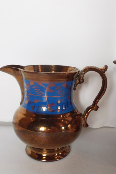 Two Antique Copper Luster Pitchers