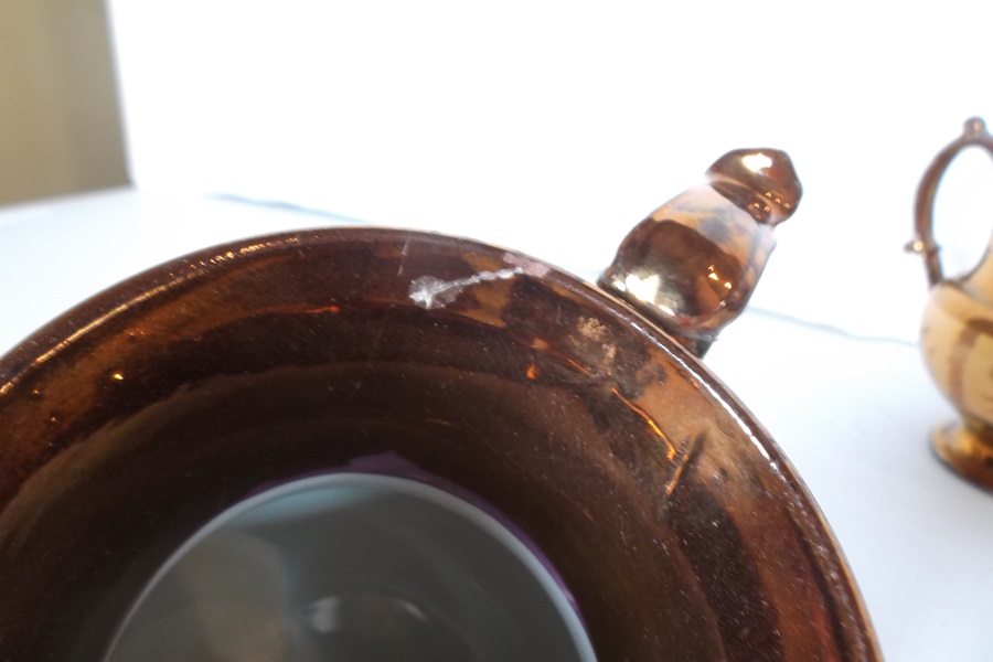 Two Antique Copper Luster Pitchers