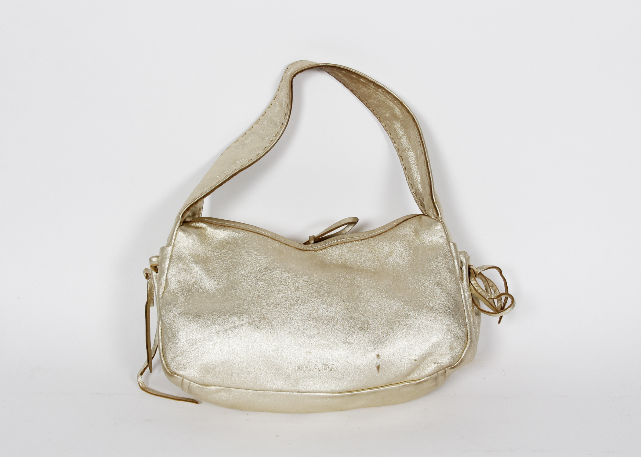 Gold Prada Leather Handbag