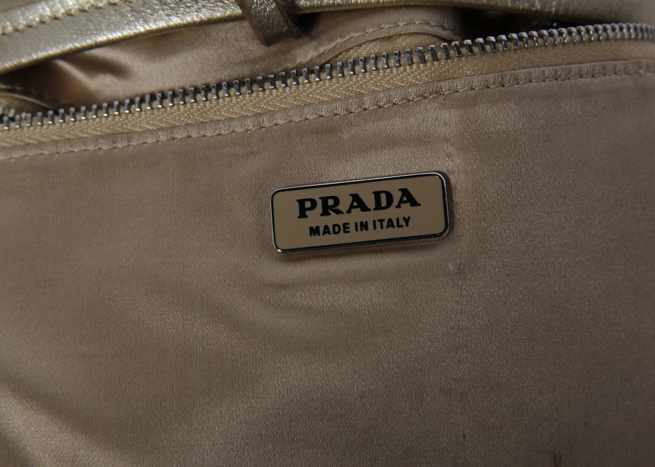 Gold Prada Leather Handbag