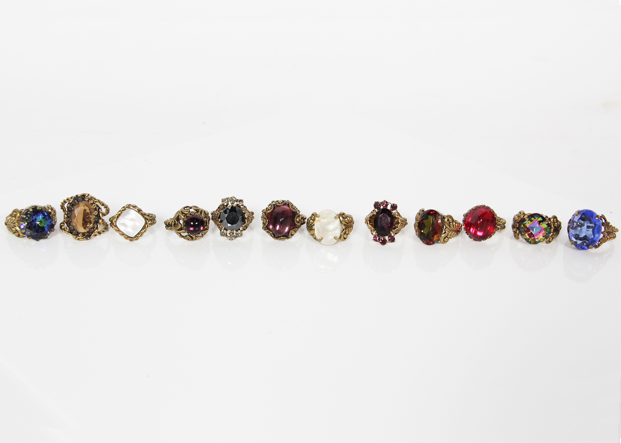 Vintage West German Costume Jewelry Cocktail Rings