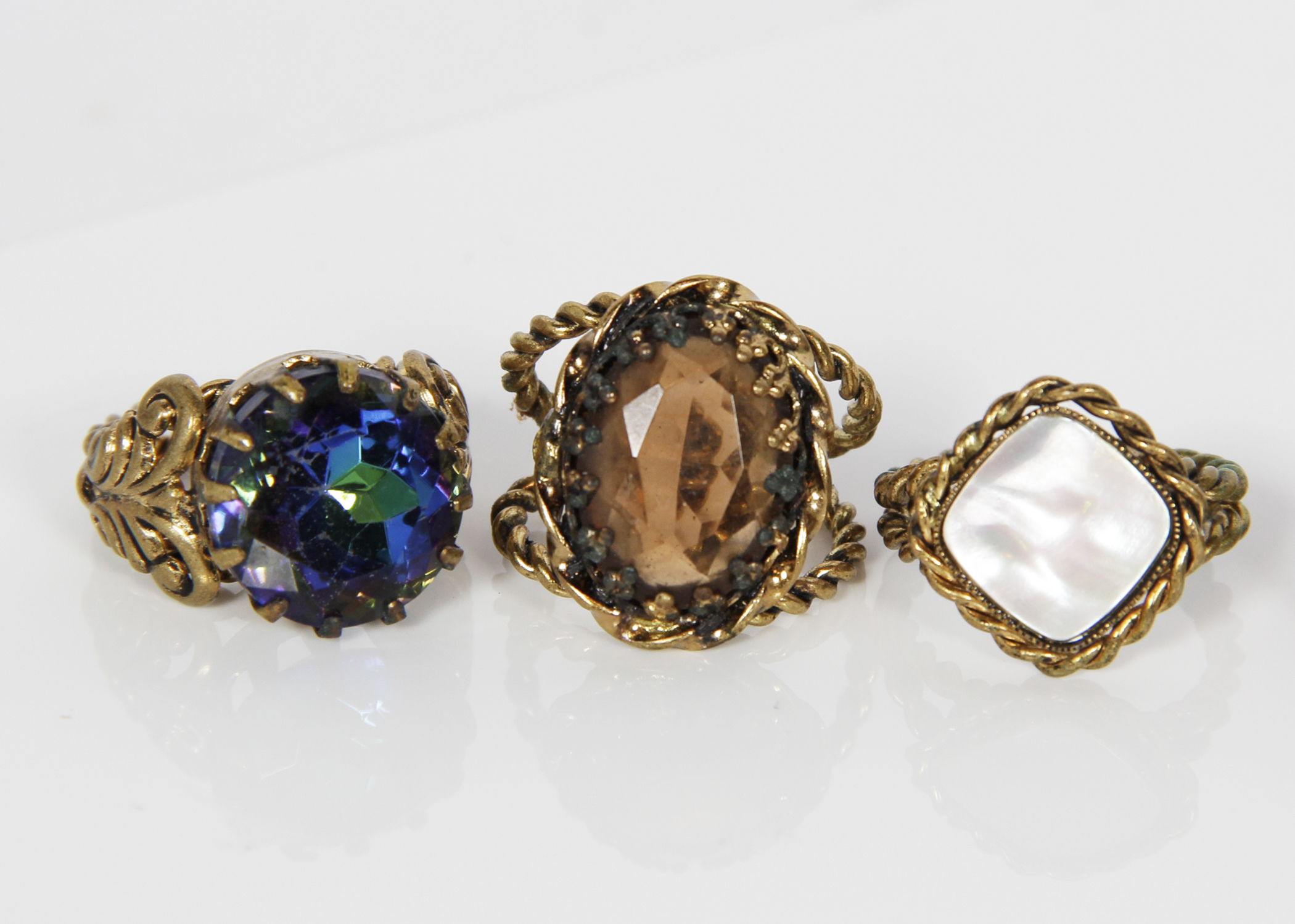 Vintage West German Costume Jewelry Cocktail Rings