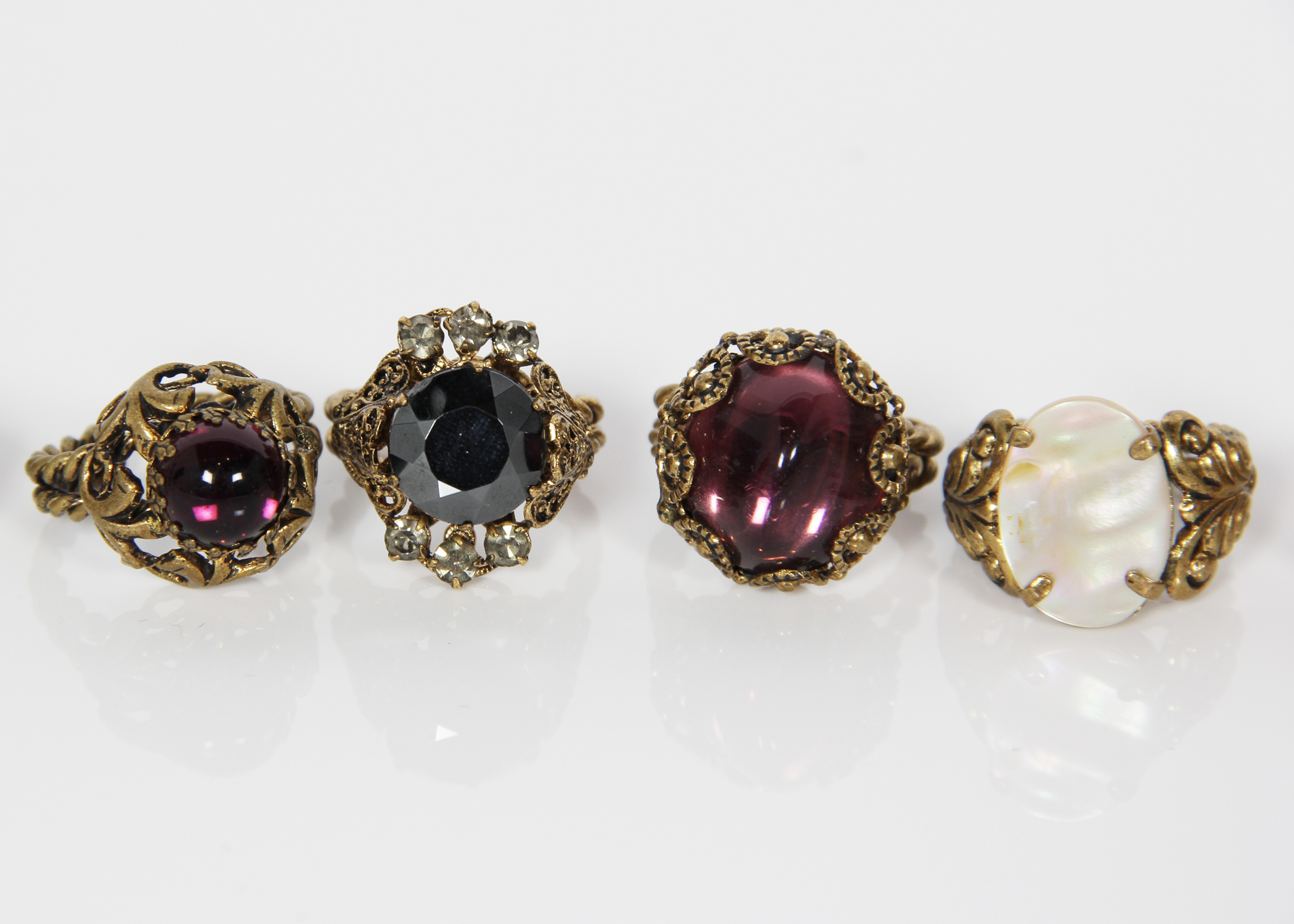 Vintage West German Costume Jewelry Cocktail Rings