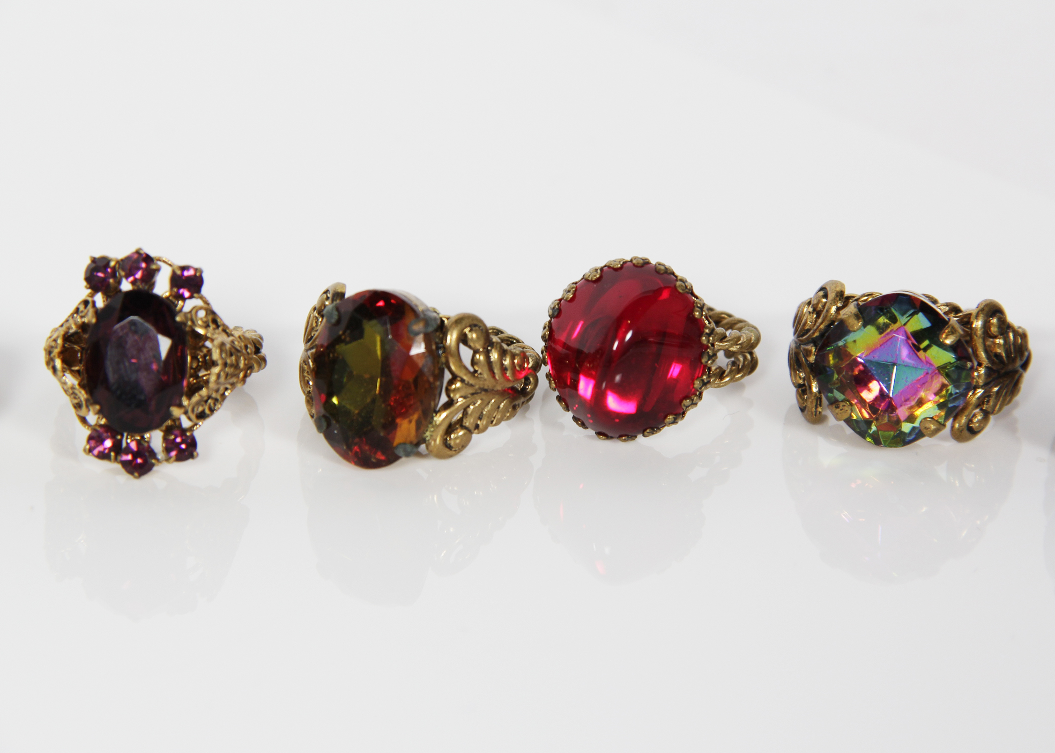 Vintage West German Costume Jewelry Cocktail Rings