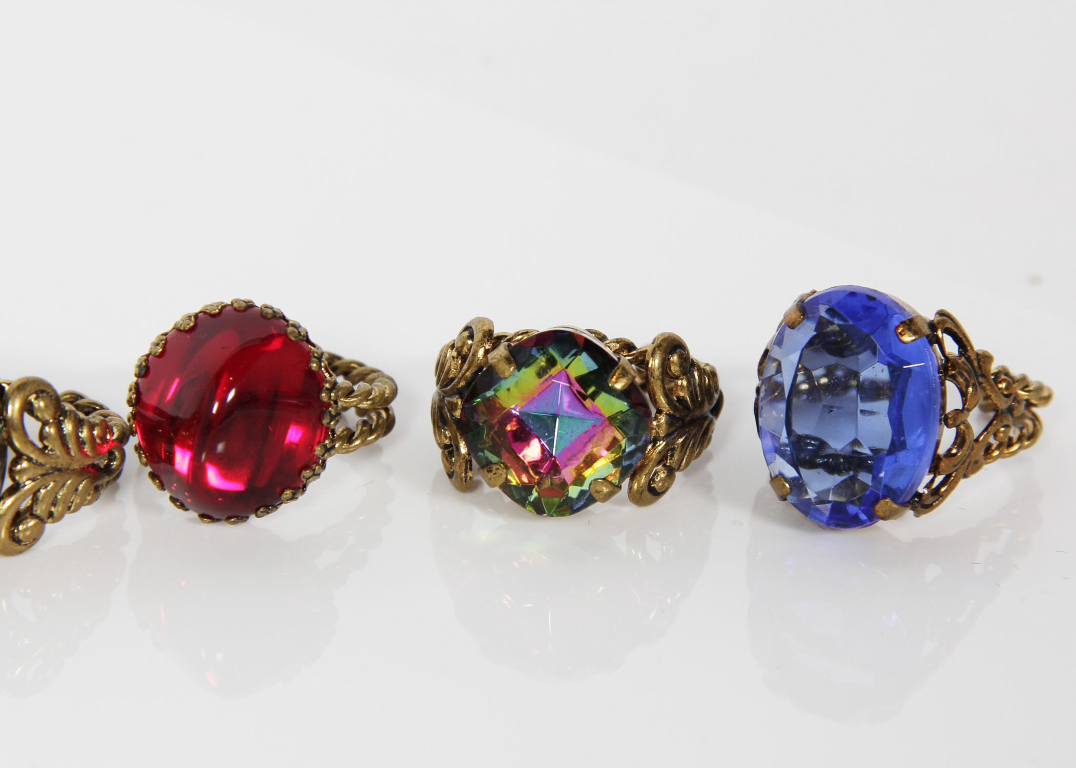 Vintage West German Costume Jewelry Cocktail Rings