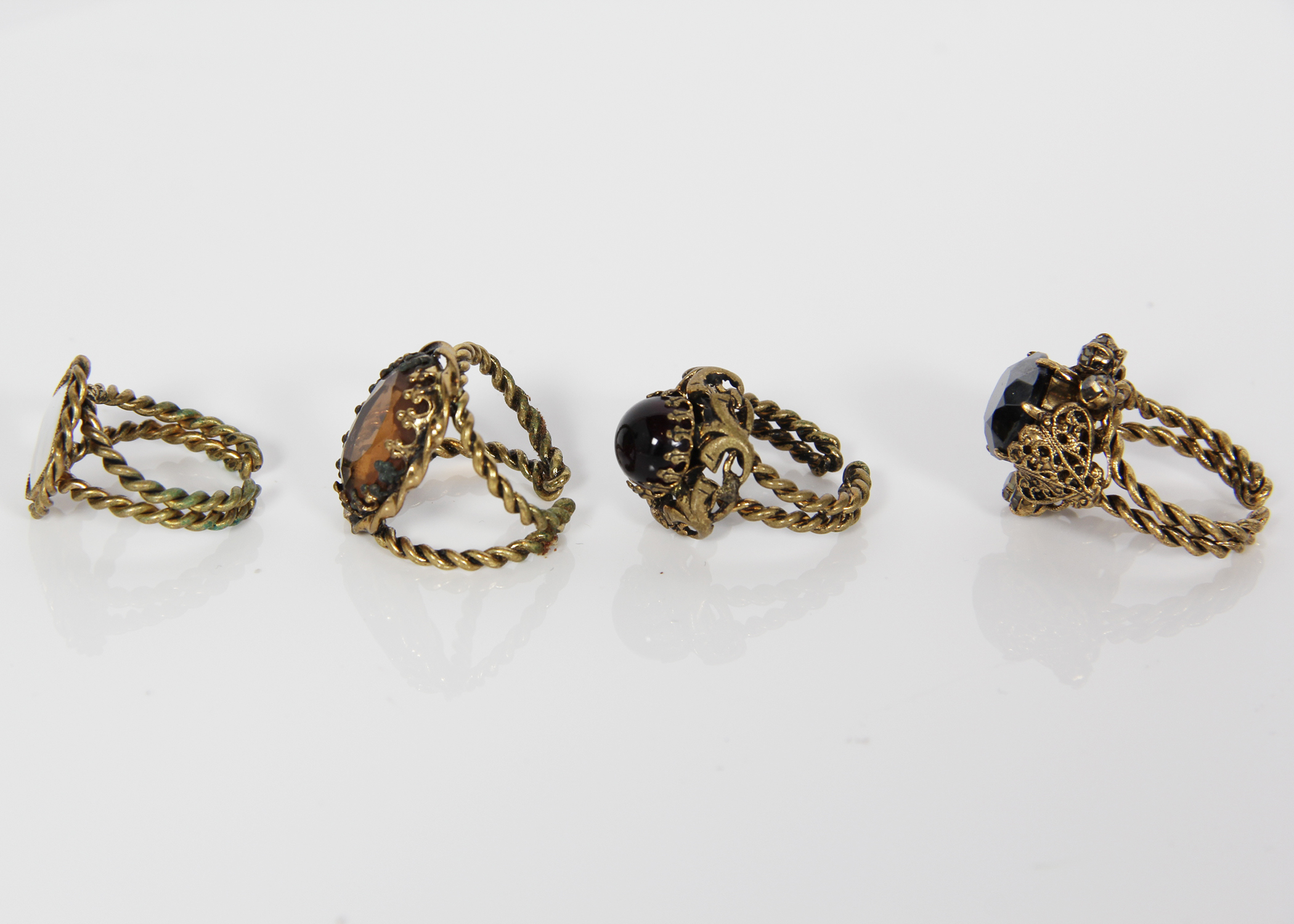 Vintage West German Costume Jewelry Cocktail Rings