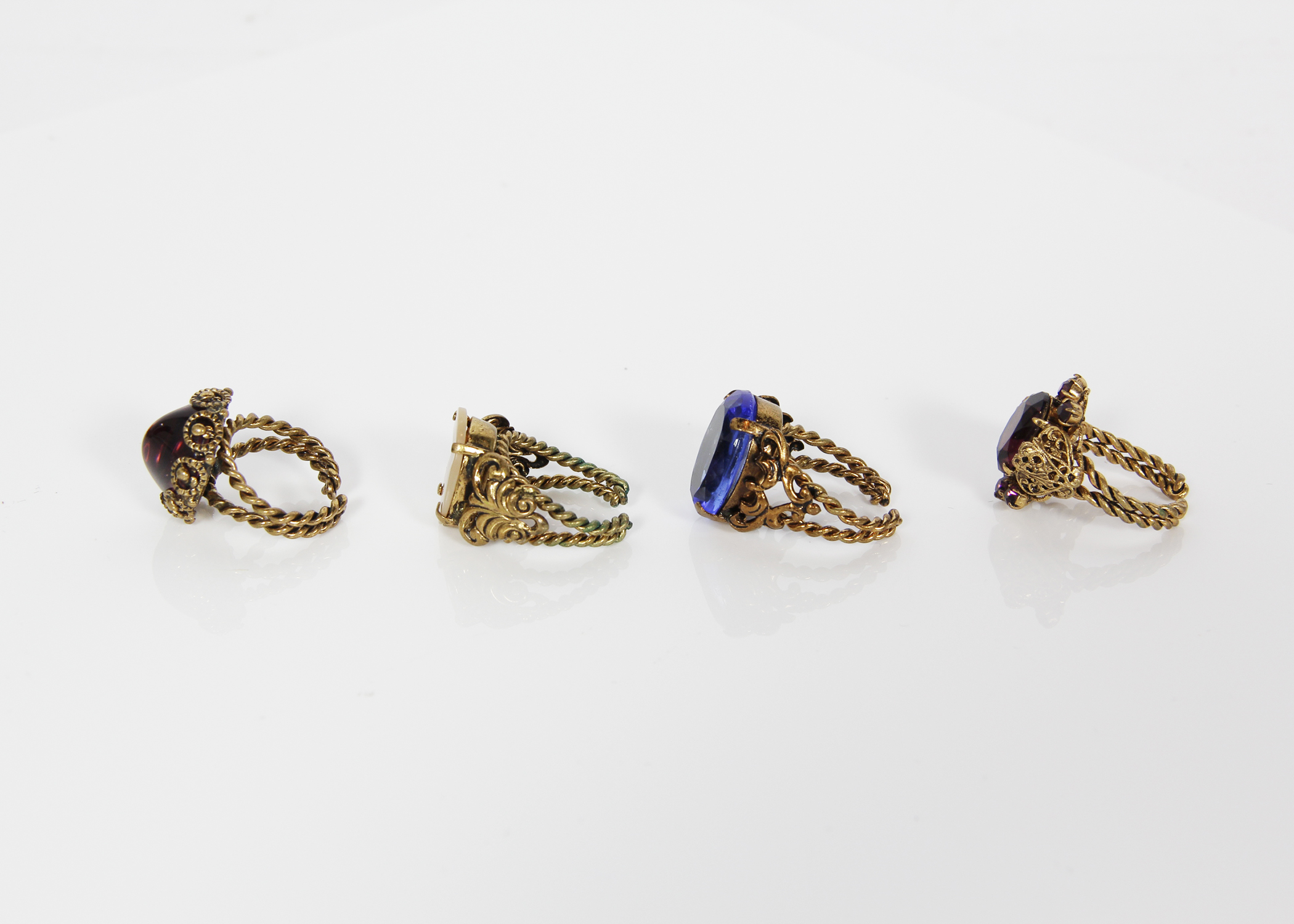 Vintage West German Costume Jewelry Cocktail Rings