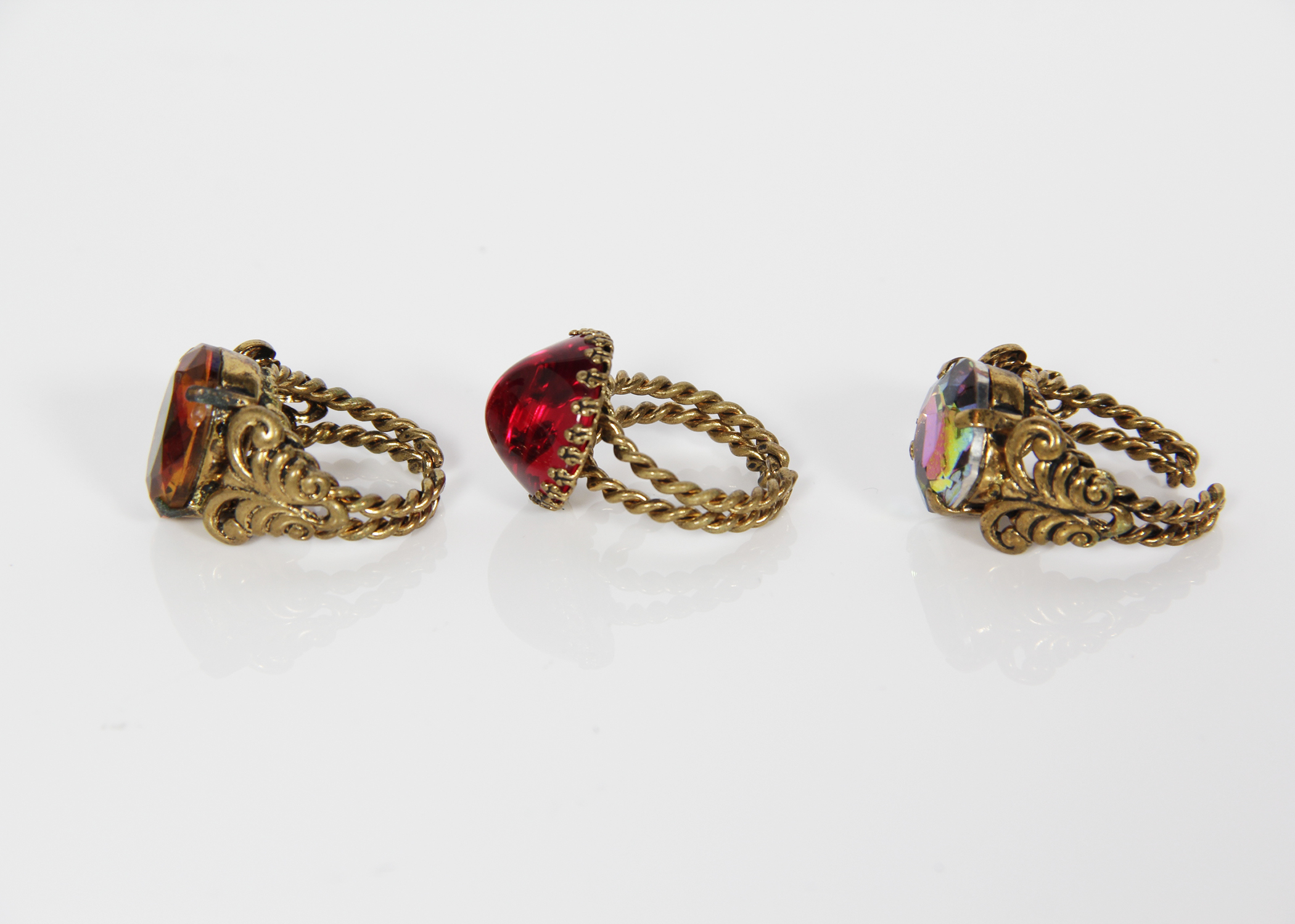 Vintage West German Costume Jewelry Cocktail Rings