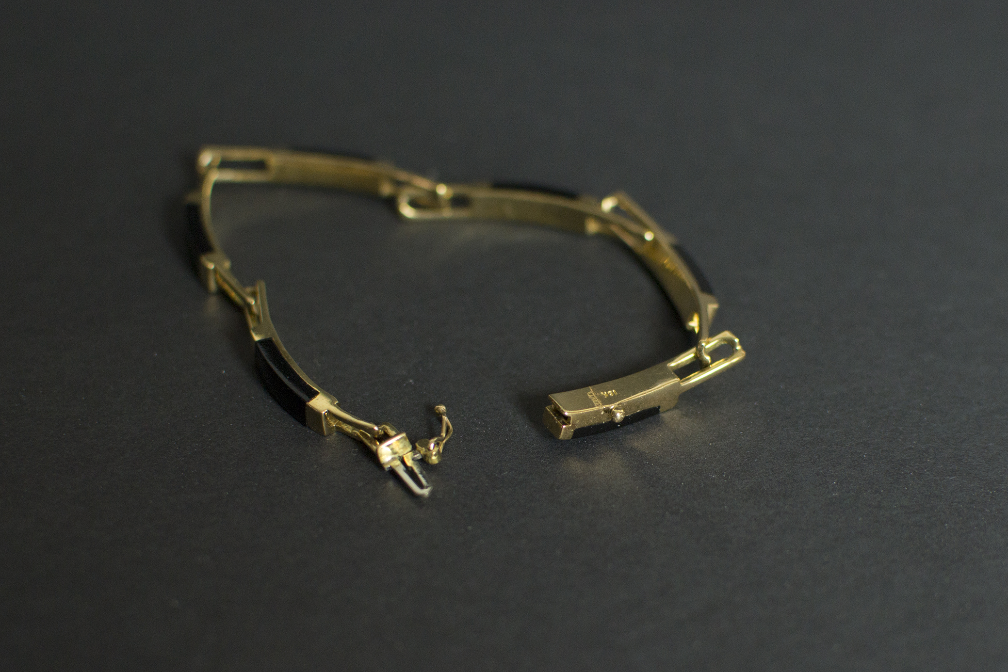 18k Gold And Onyx Bracelet And Ring