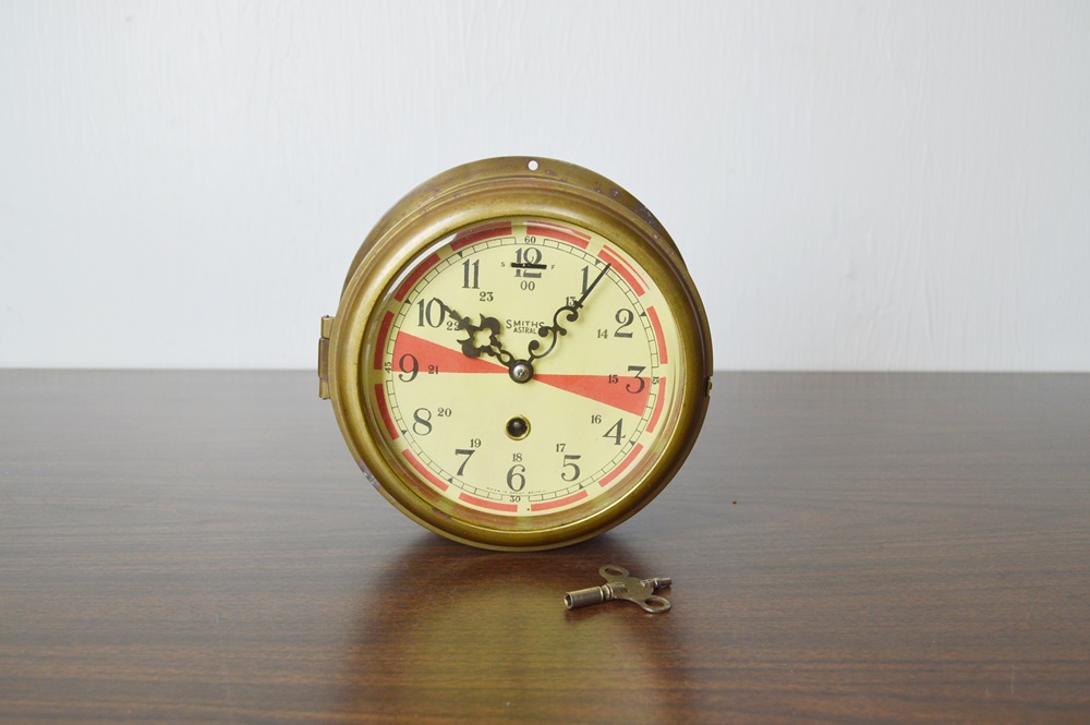 English Ship's Bulkhead Clock By Smith's