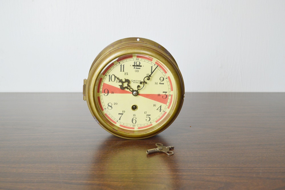 English Ship's Bulkhead Clock By Smith's