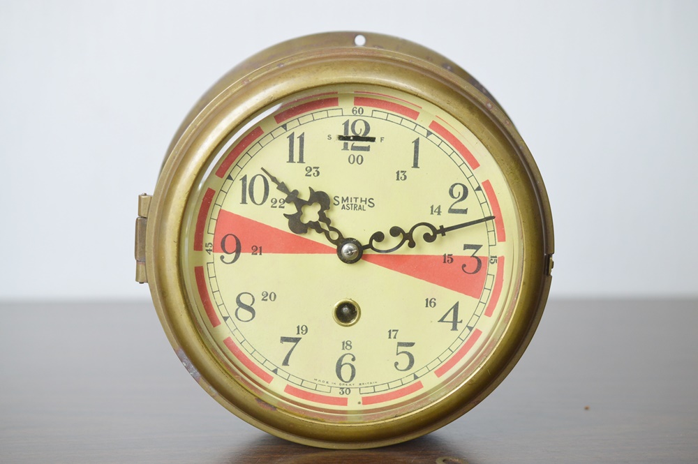 English Ship's Bulkhead Clock By Smith's