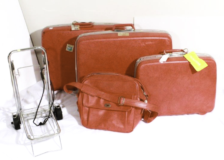 Vintage Set of Red Samsonite "Silhouette" Hard Shell Luggage