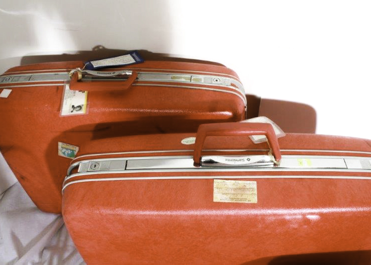 Vintage Set of Red Samsonite "Silhouette" Hard Shell Luggage