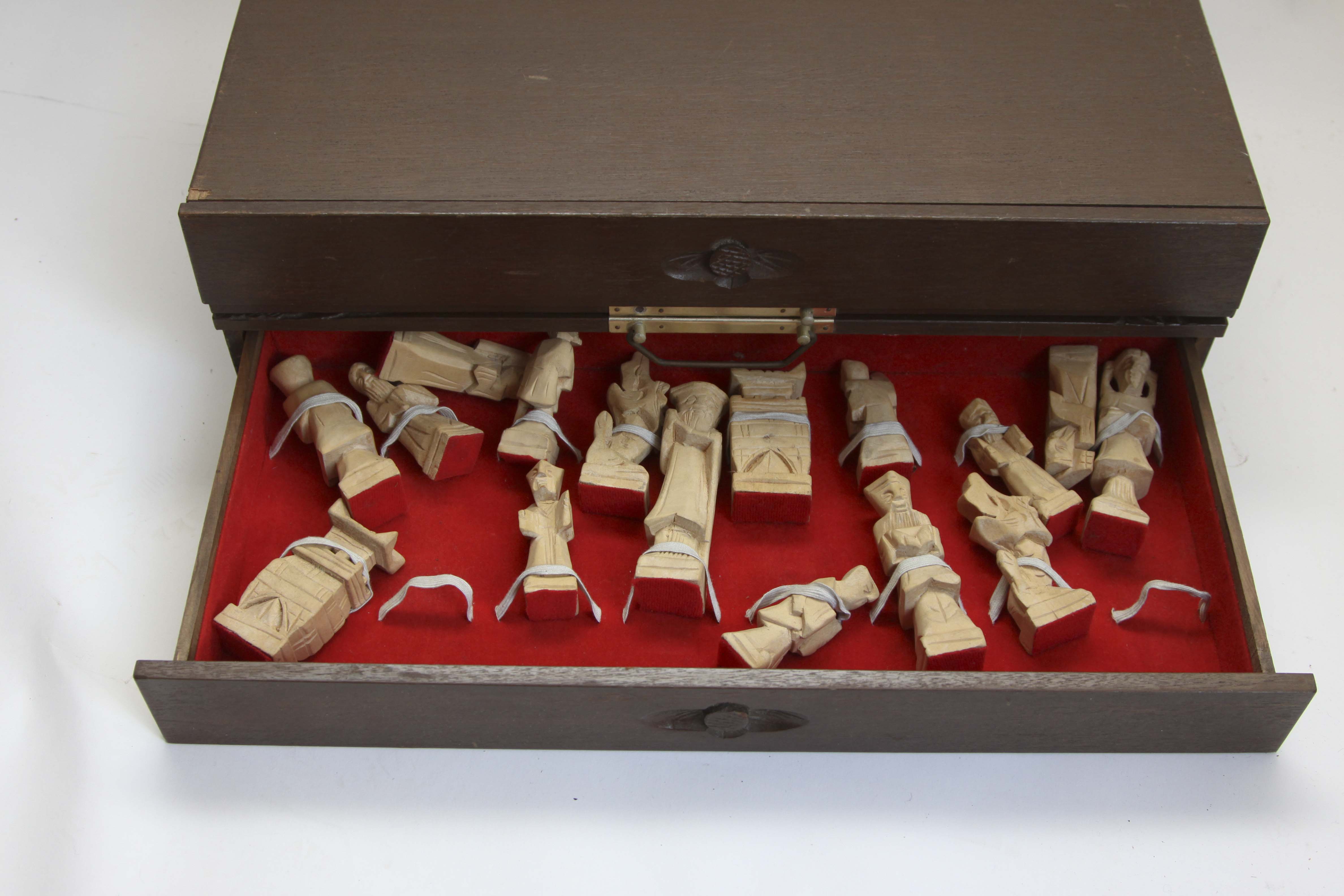 A Vintage Carved Asian-Theme Chess Set