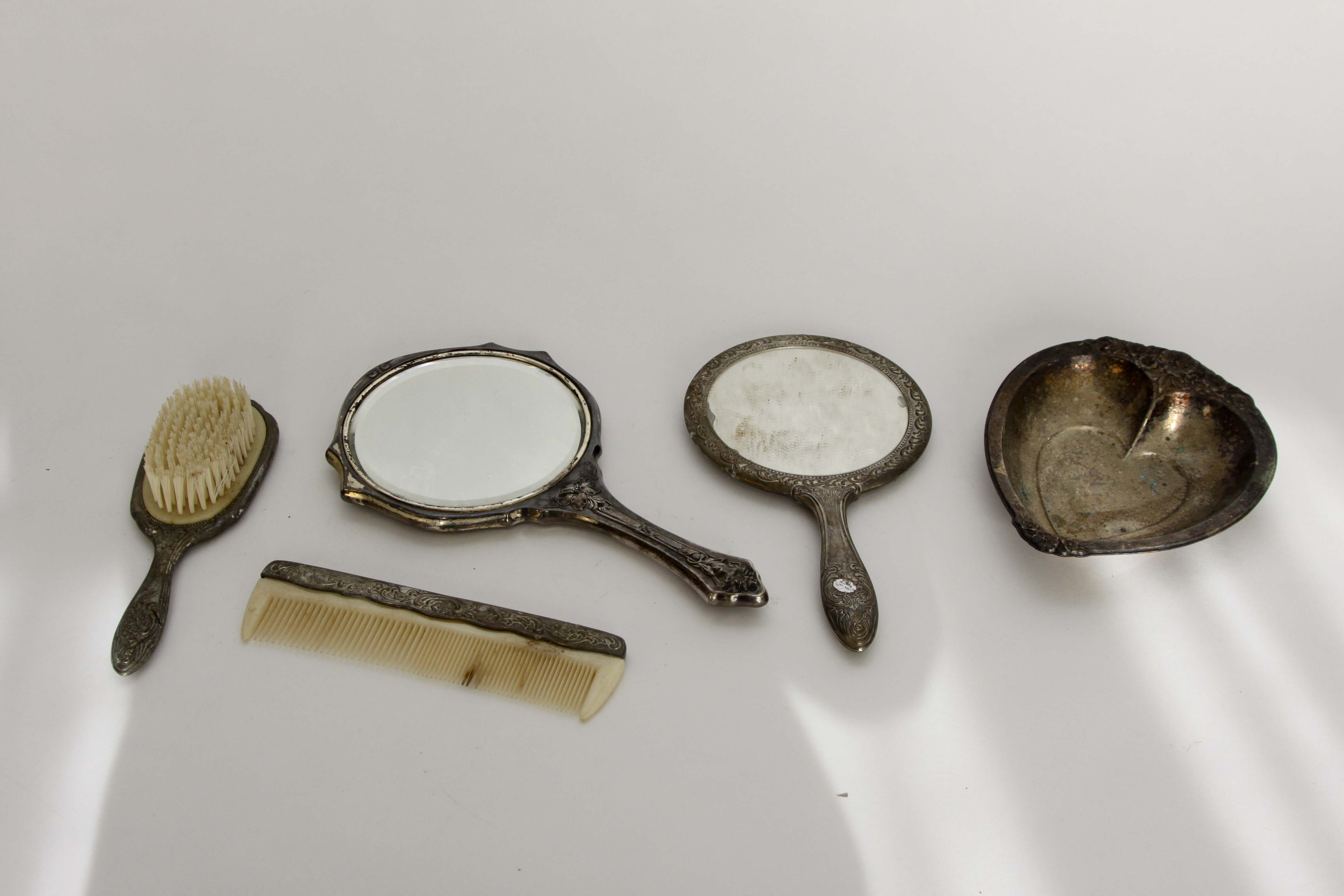 Vintage Silver-Plate Vanity Set
