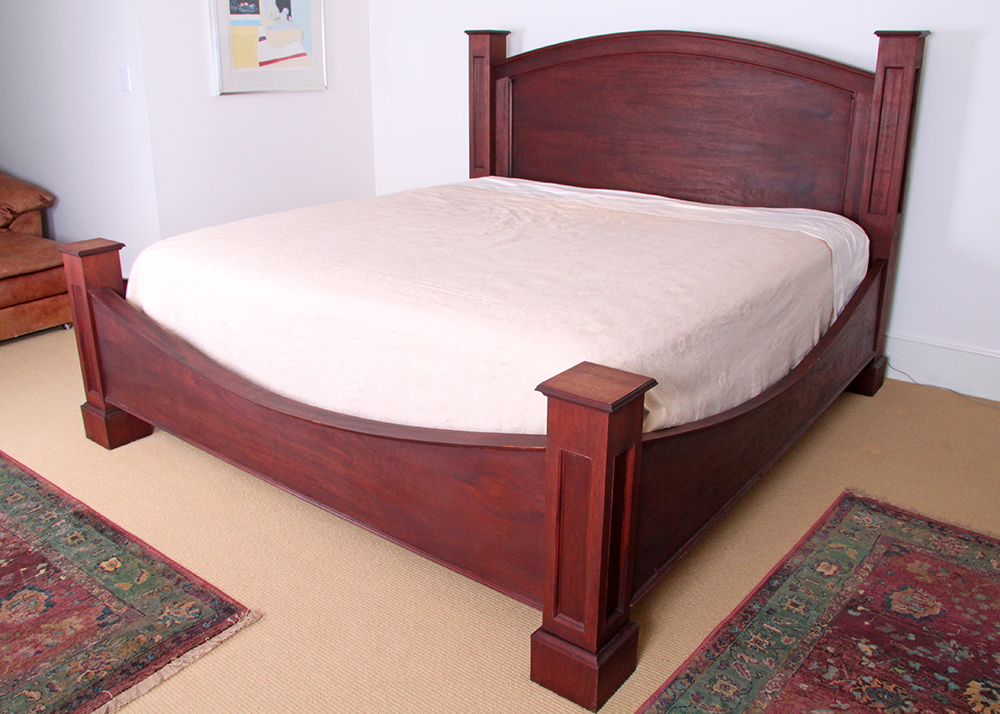 Solid Mahogany Pillared King Size Bed Frame