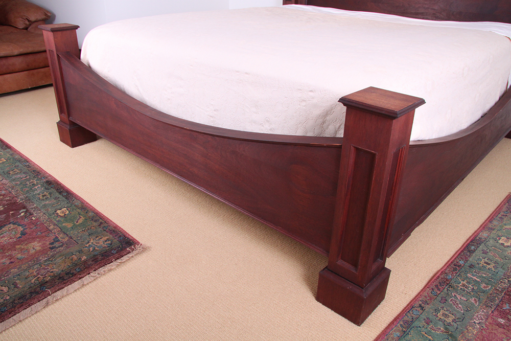 Solid Mahogany Pillared King Size Bed Frame