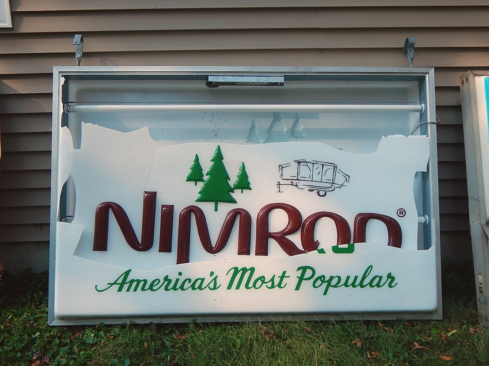 1950/60's Nimrod Pop-Up Campers Outdoor Lighted Advertising Sign