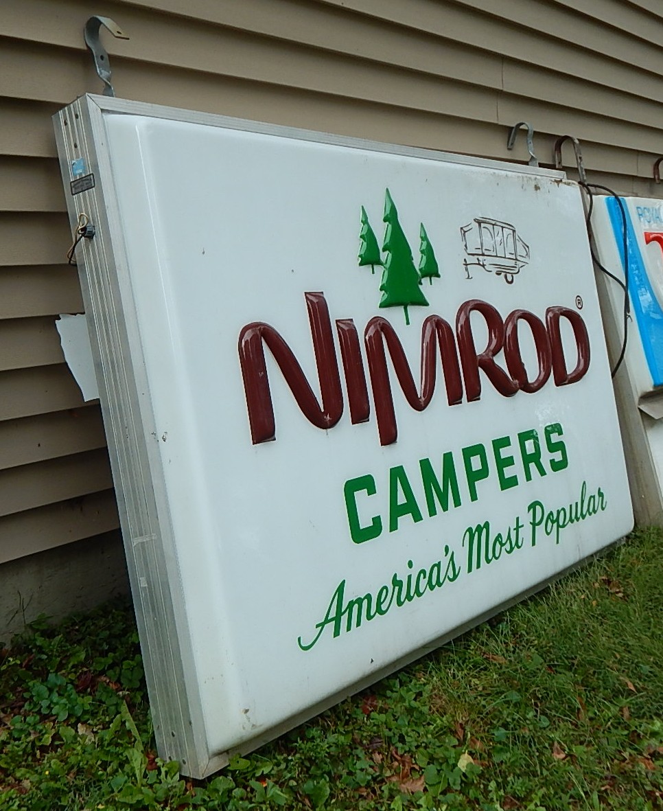 1950/60's Nimrod Pop-Up Campers Outdoor Lighted Advertising Sign