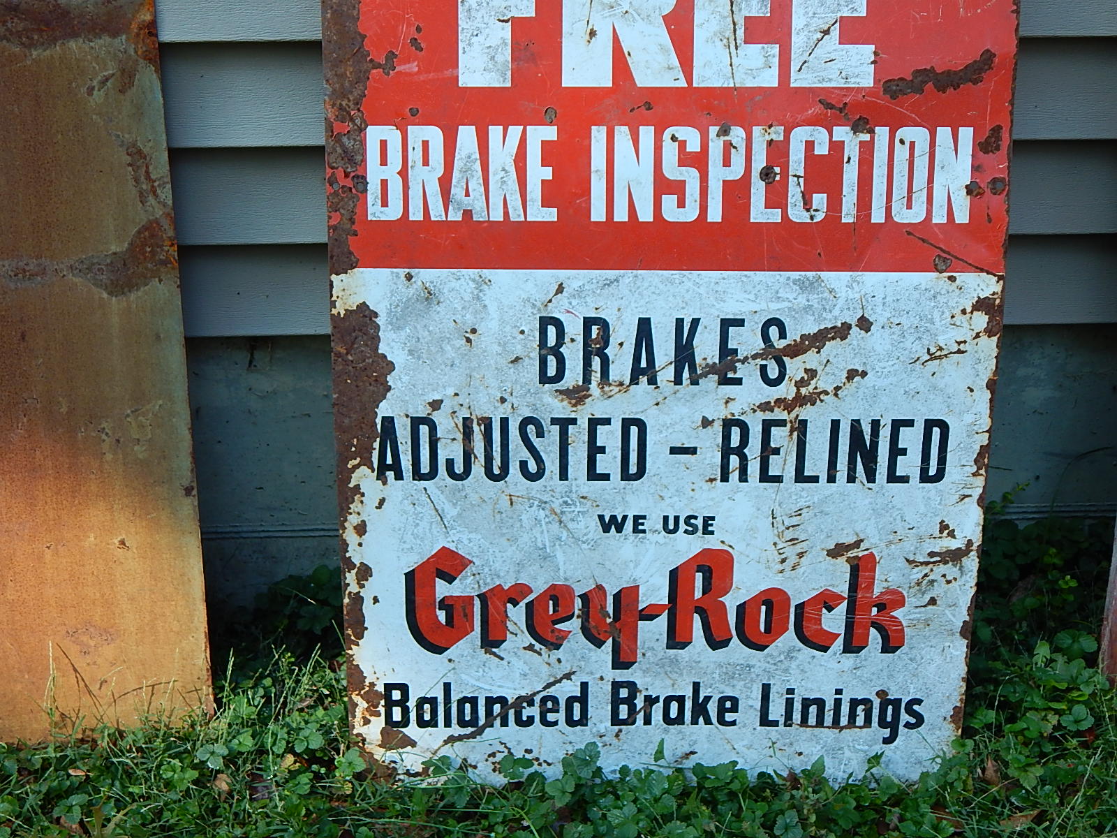 Vintage Grey Rock Brake Lining Advertising Metal Sign