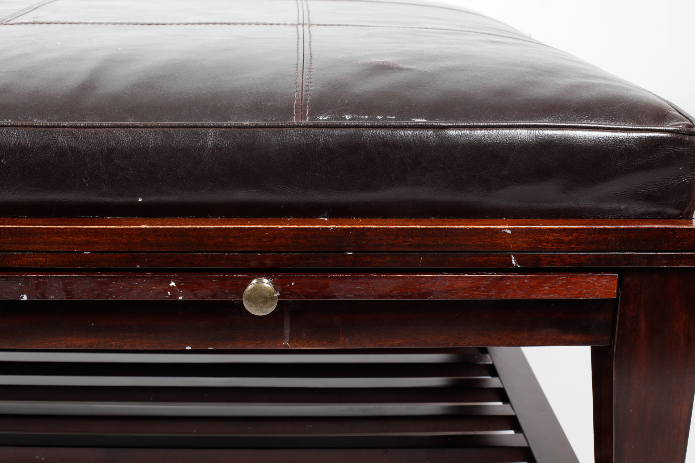 Large Ottoman With Slide-Out Trays