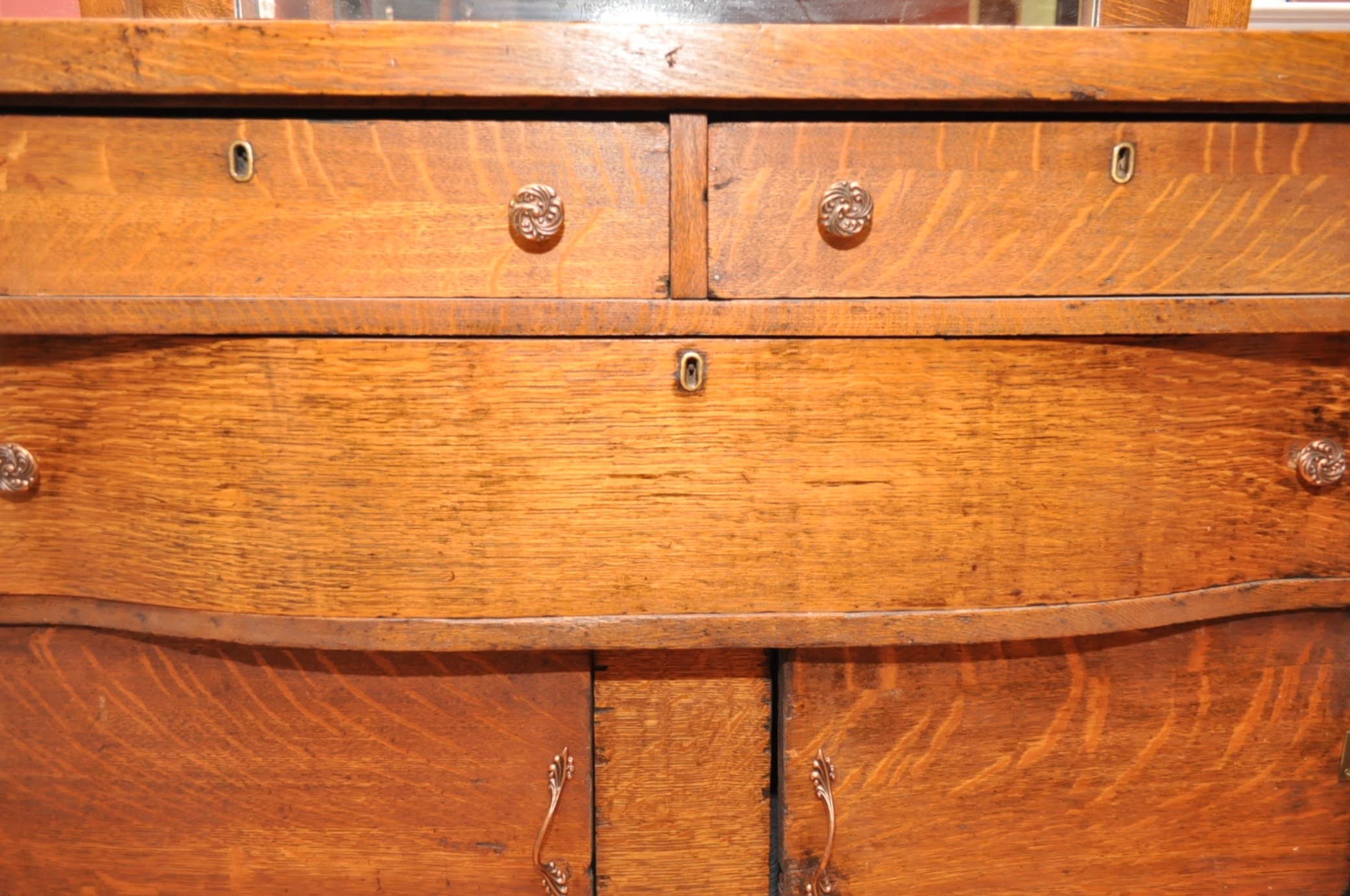 Antique Mirrored Oak Buffet