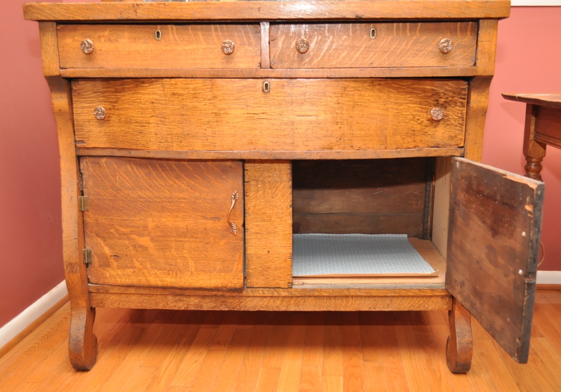 Antique Mirrored Oak Buffet