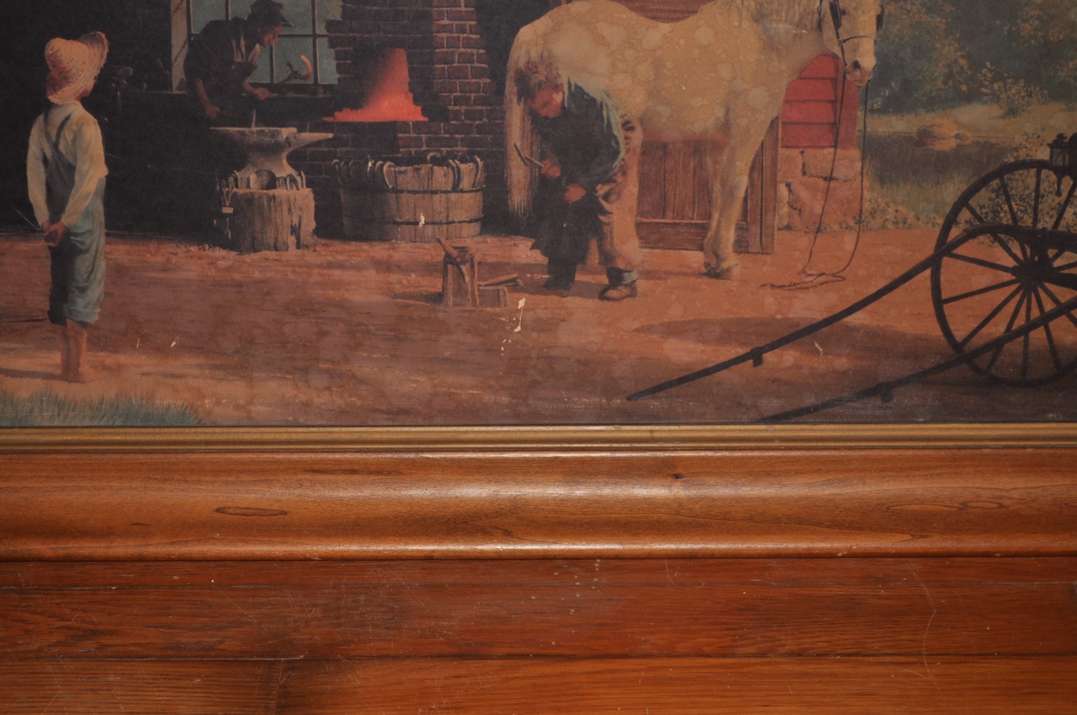 Country Scene and Coons Framed Lithographs