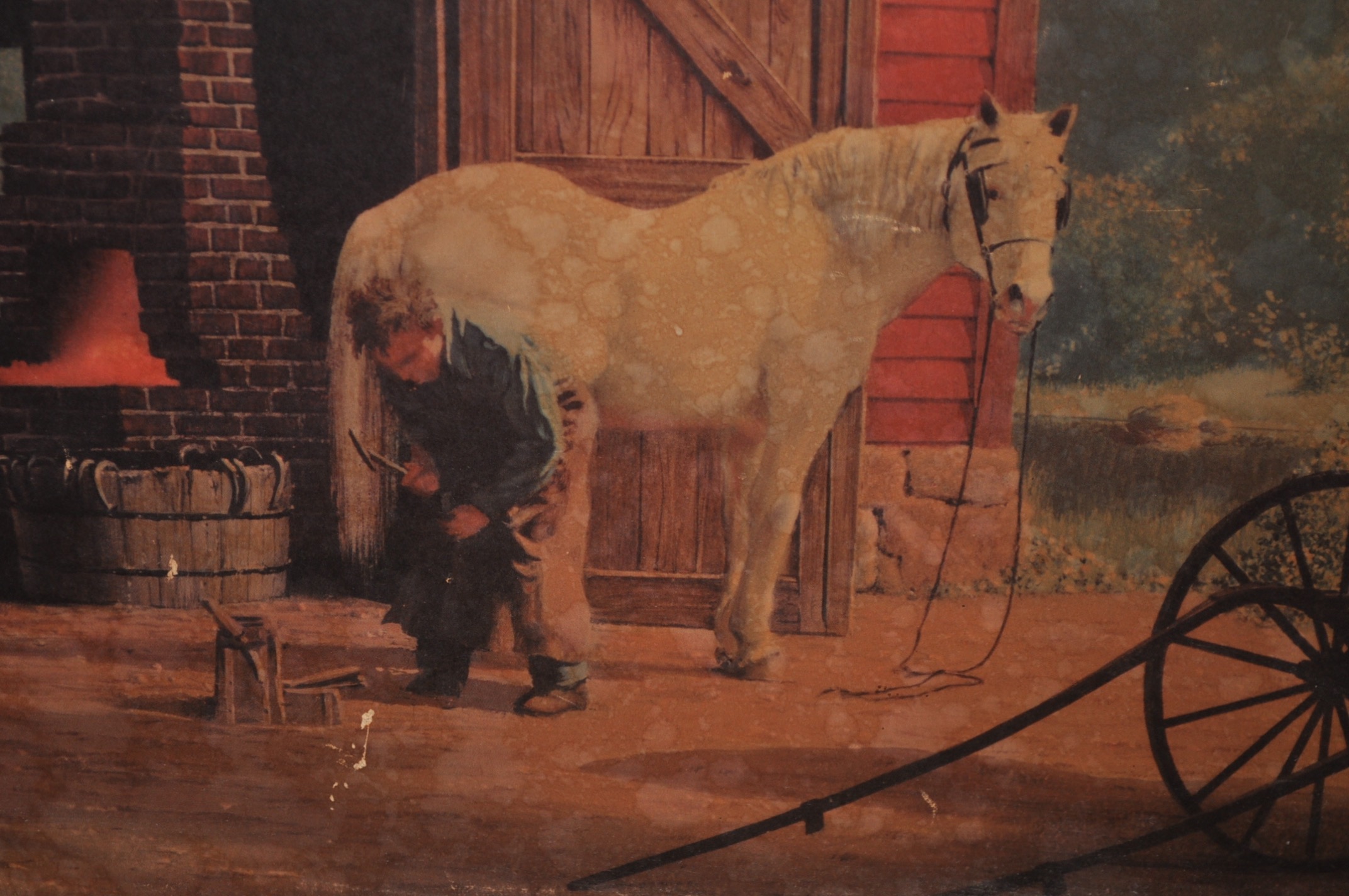 Country Scene and Coons Framed Lithographs