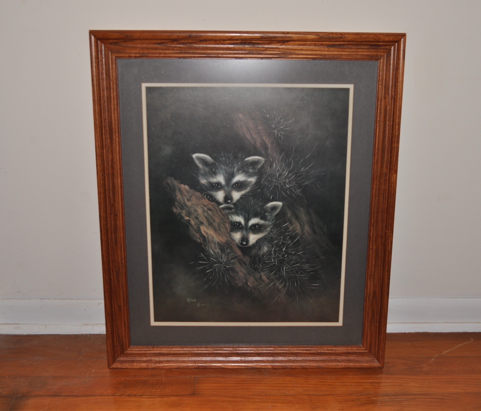 Country Scene and Coons Framed Lithographs