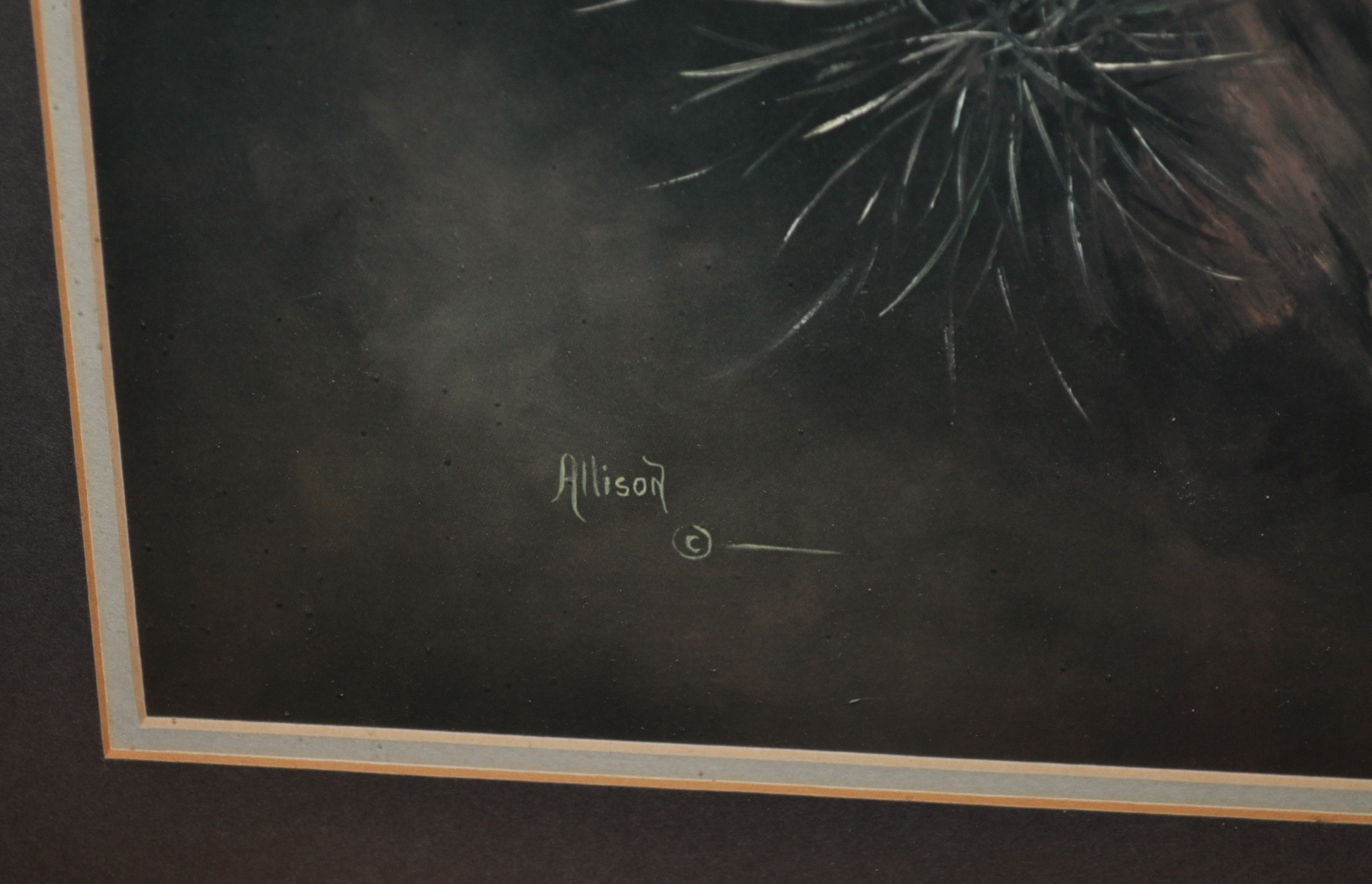 Country Scene and Coons Framed Lithographs