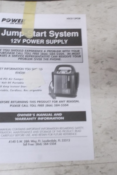 Portable Rechargeable Power Jump Start System