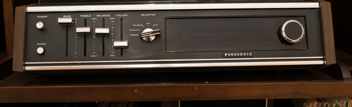 Vintage Panasonic Stereo Record Player and Storage Cabinet