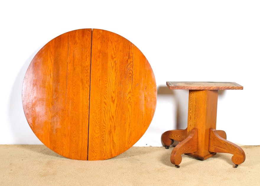 Vintage Oak Pedastal Table