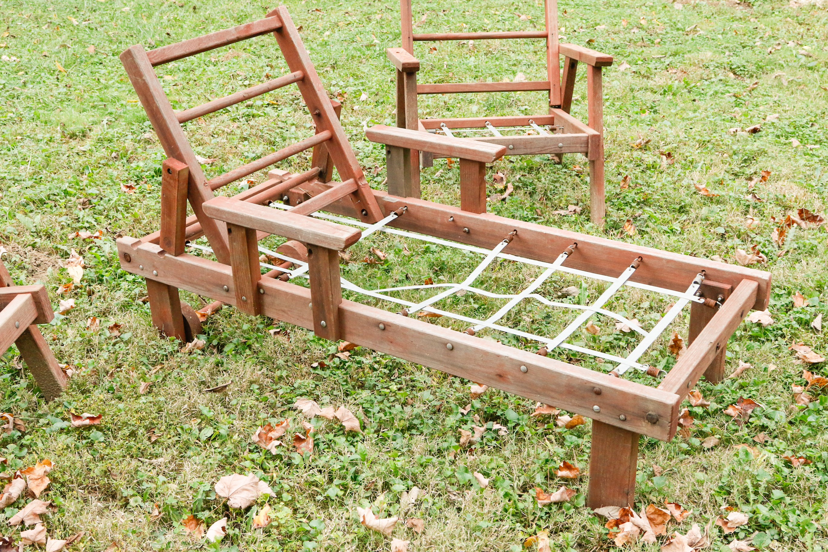 Three-Piece Vintage Redwood Lawn Furniture