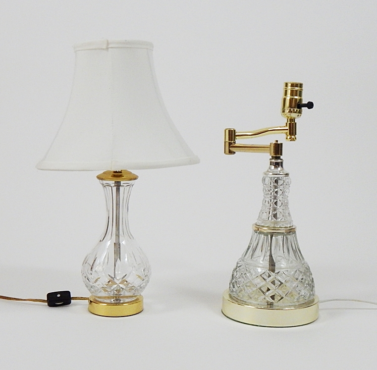 Vintage Leviton Crystal Boudoir Lamp and Cut Glass Lamp