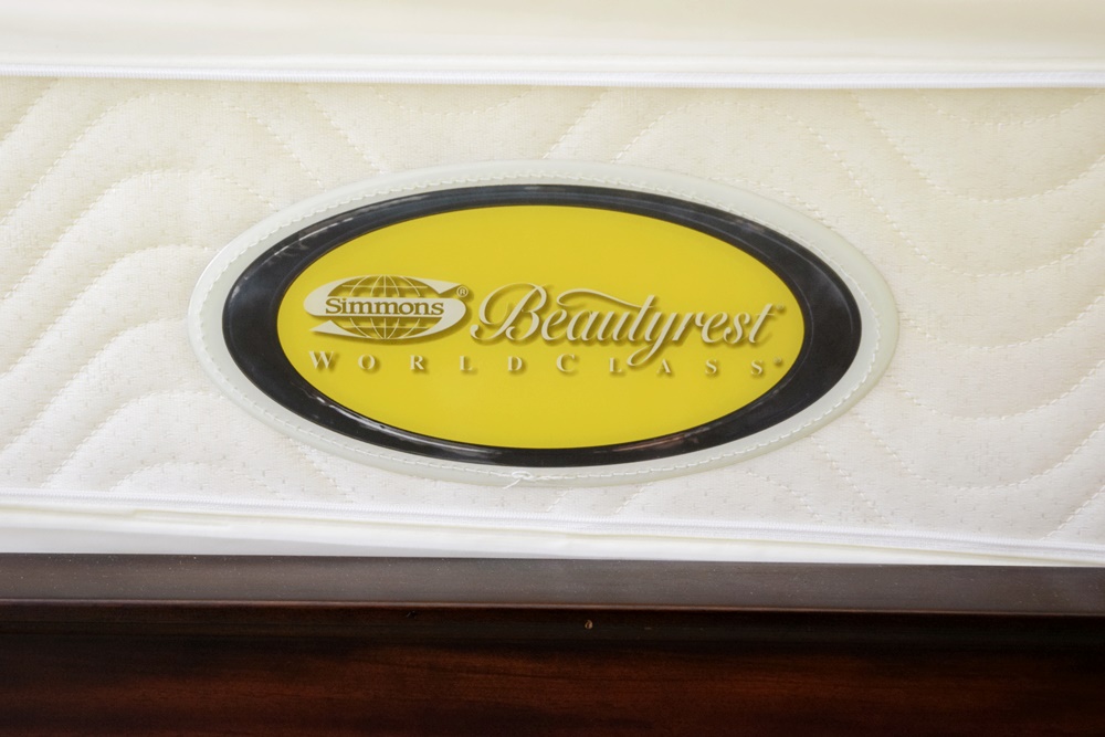 Queen Size Pottery Barn Sleigh Bed with Rattan Headboard