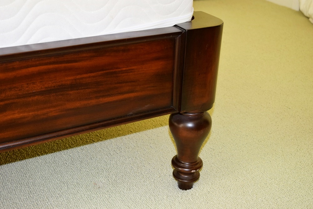 Queen Size Pottery Barn Sleigh Bed with Rattan Headboard