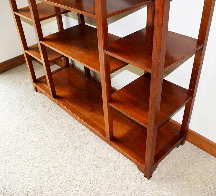 Contemporary Three Part Bookcase in a Cherry Finish