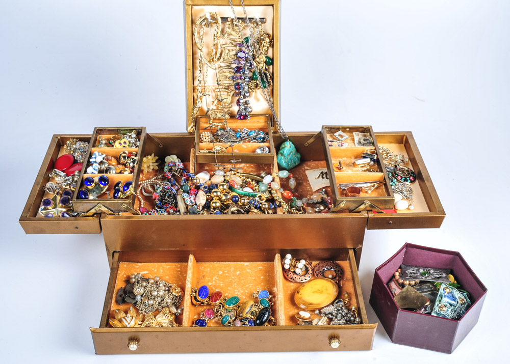 Costume Jewlry Collection with Jewelry Box