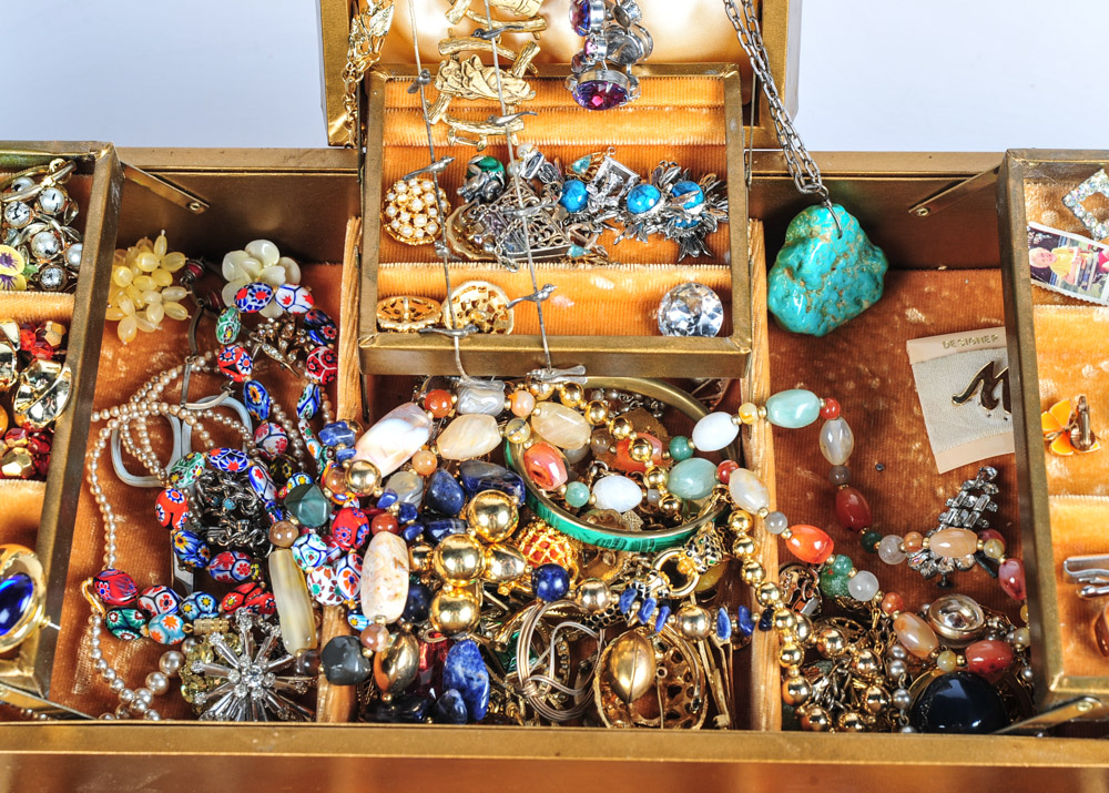 Costume Jewlry Collection with Jewelry Box