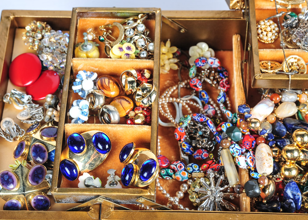 Costume Jewlry Collection with Jewelry Box