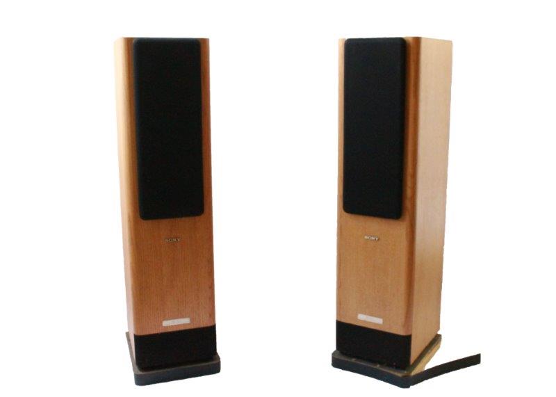 Pair of Tall Sony SS-TL5 Speakers in Oak Veneer