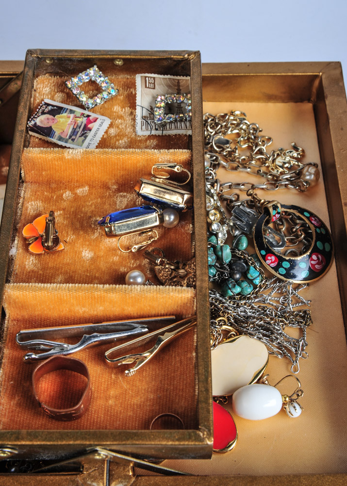 Costume Jewlry Collection with Jewelry Box