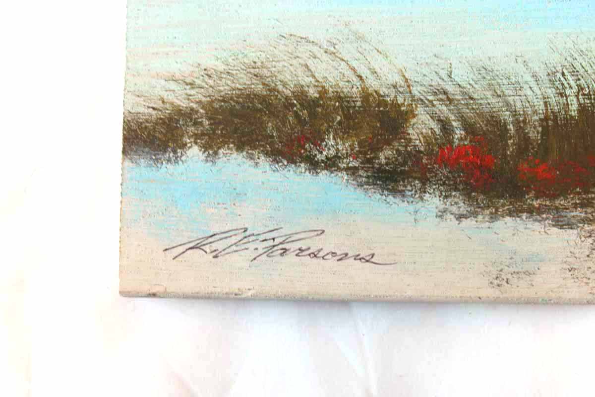 Original Signed Oil Painting on Wood Plank by Raymond E. Parsons