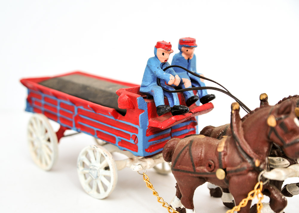 Vintage Cast Iron Horse Drawn Beer Wagon