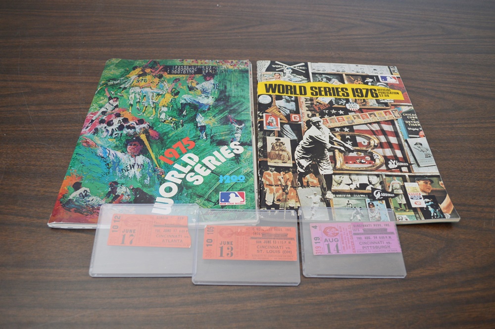 1975 & 1976 World Series Magazines With 1975 & 1976 Reds Tickets