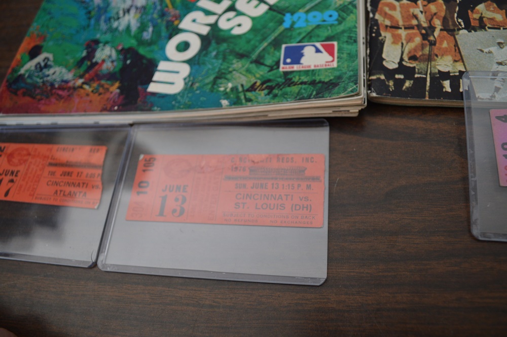 1975 & 1976 World Series Magazines With 1975 & 1976 Reds Tickets